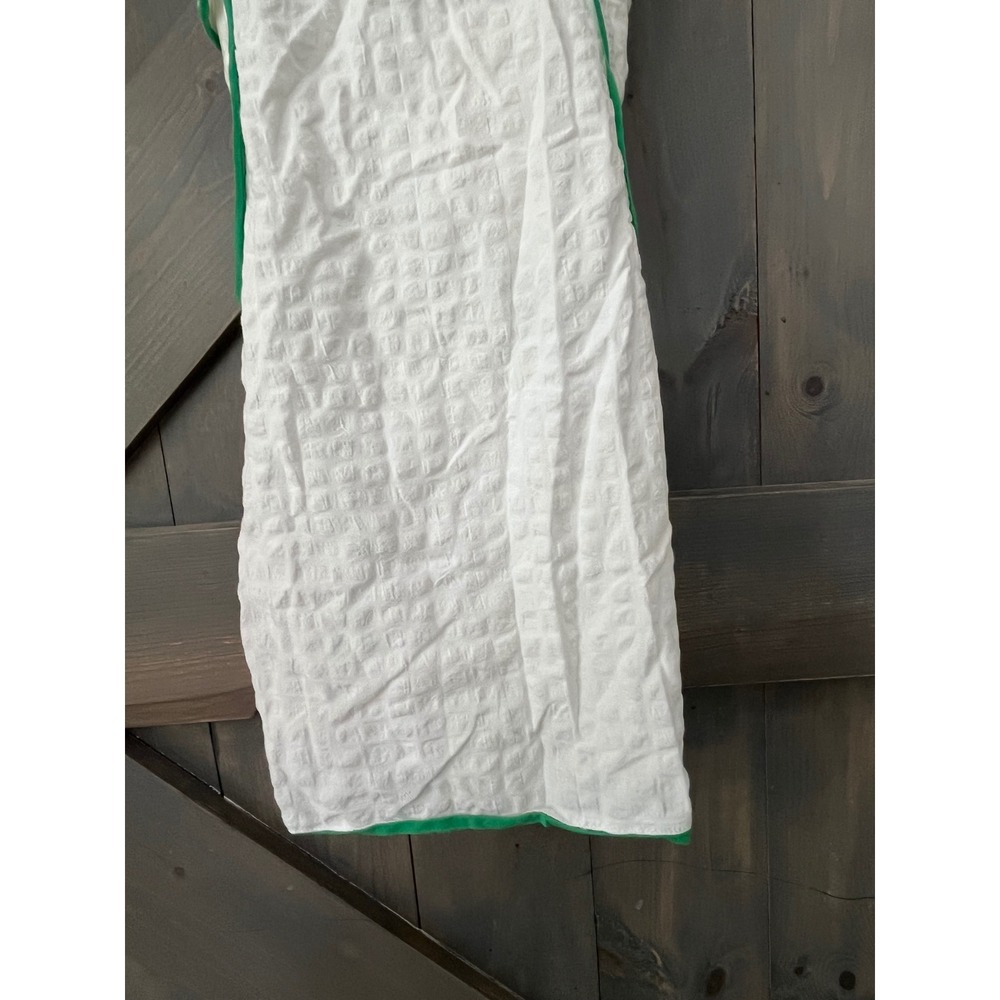 Anthropologie Celandine White Green Textured Midi Dress Lace Up Back Small - Picture 4 of 9